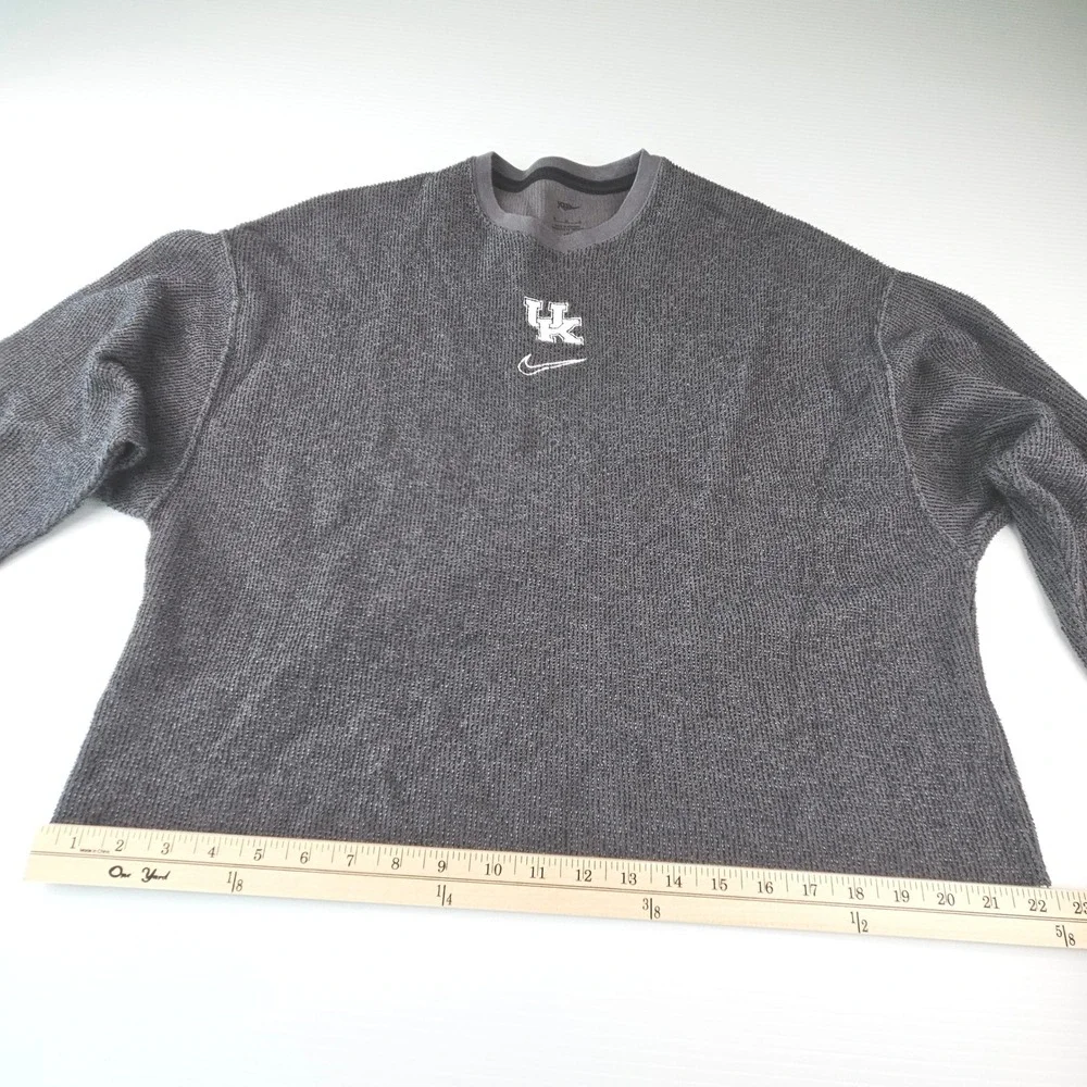Nike Yoga Kentucky Wildcats Sweatshirt Gray Textured Raw Hem Crop M UK Logo